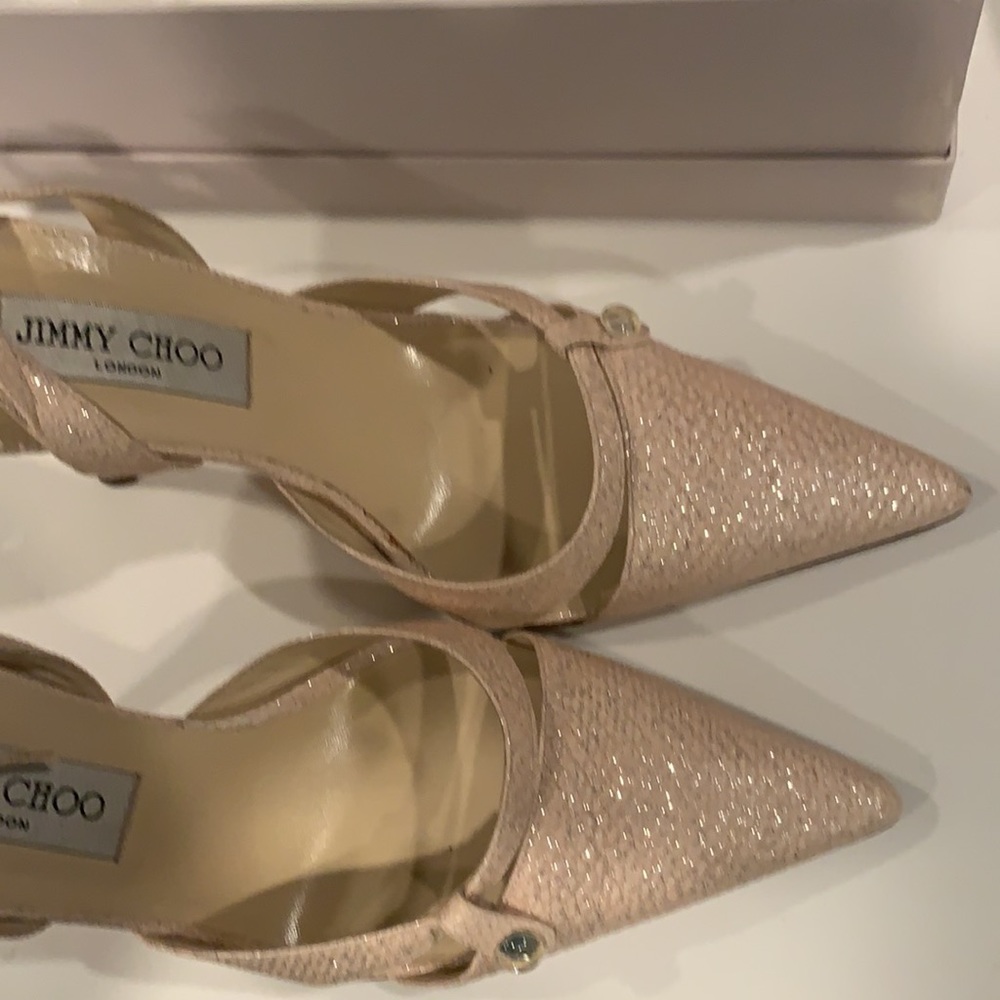 Jimmy Choo Pink Glitter sling Pump